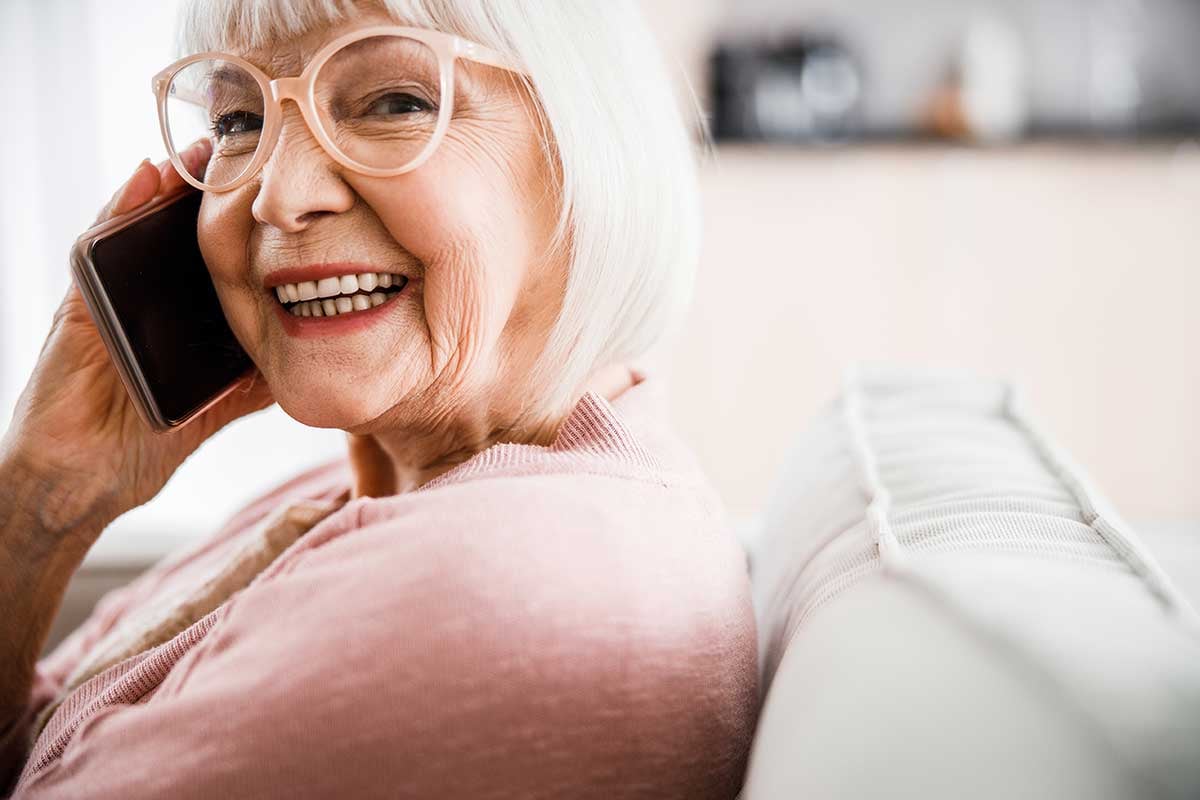 older lady on phone