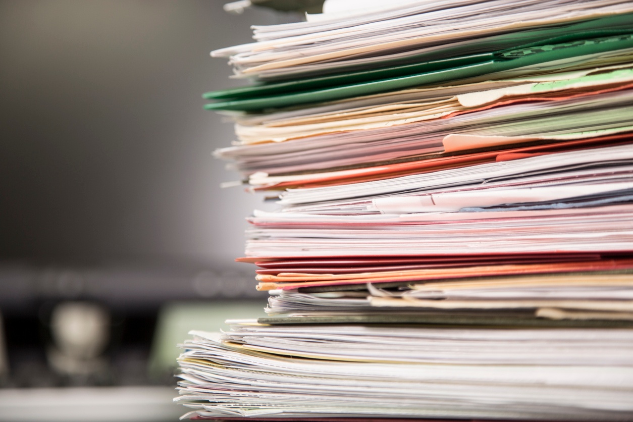 documents being stacked