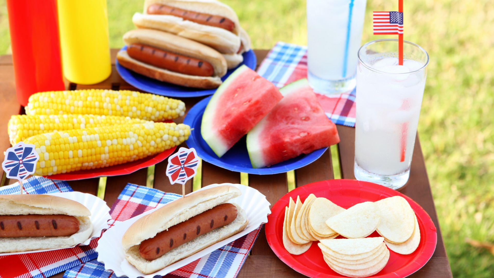 picnic food with american flag decorations 